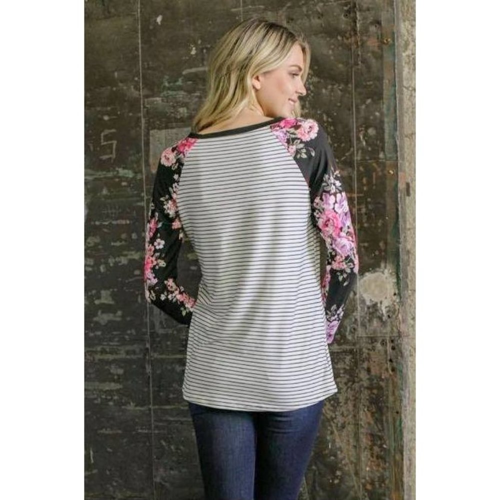 Eldridge Floral & Striped Top - Picture 2 of 3